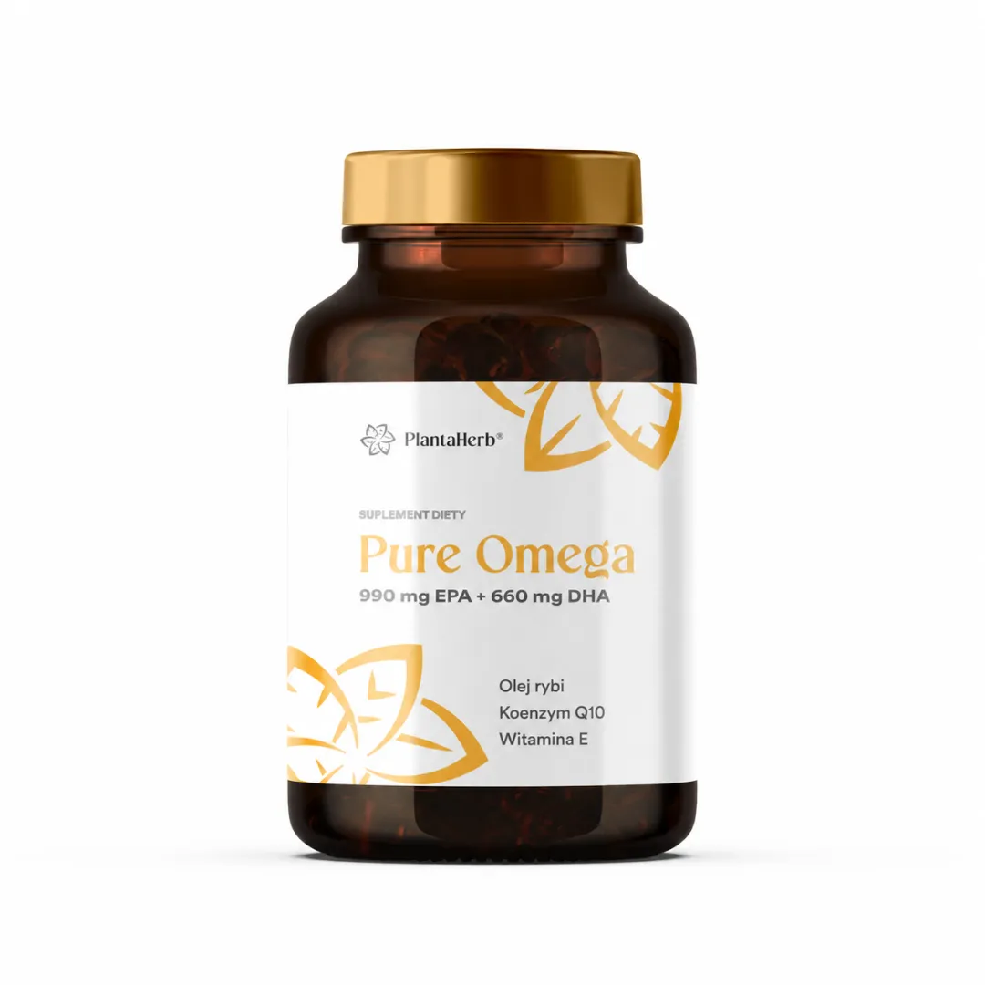 Suplement diety Pure Omega3 + Q10 PlantaHerb, kapsułki z olejem rybim, koenzymem Q10 i witaminą E