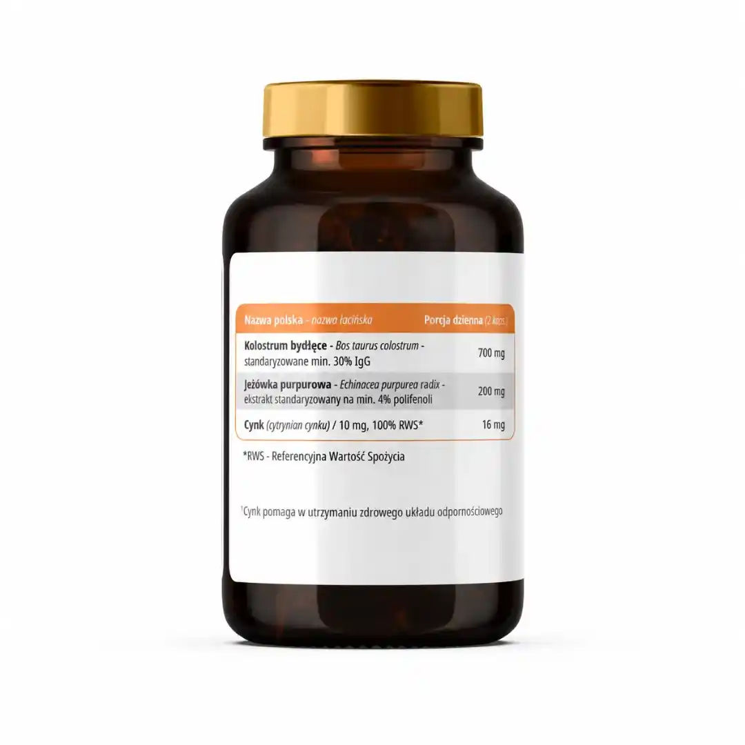 Tył opakowania ColostrumMED PlantaHerb – etykieta ze składem, dawkowaniem i danymi producentaEtykieta suplementu diety ColostrumMED PlantaHerb: pełny skład, zalecana porcja dzienna, ostrzeżenia oraz dane producenta.