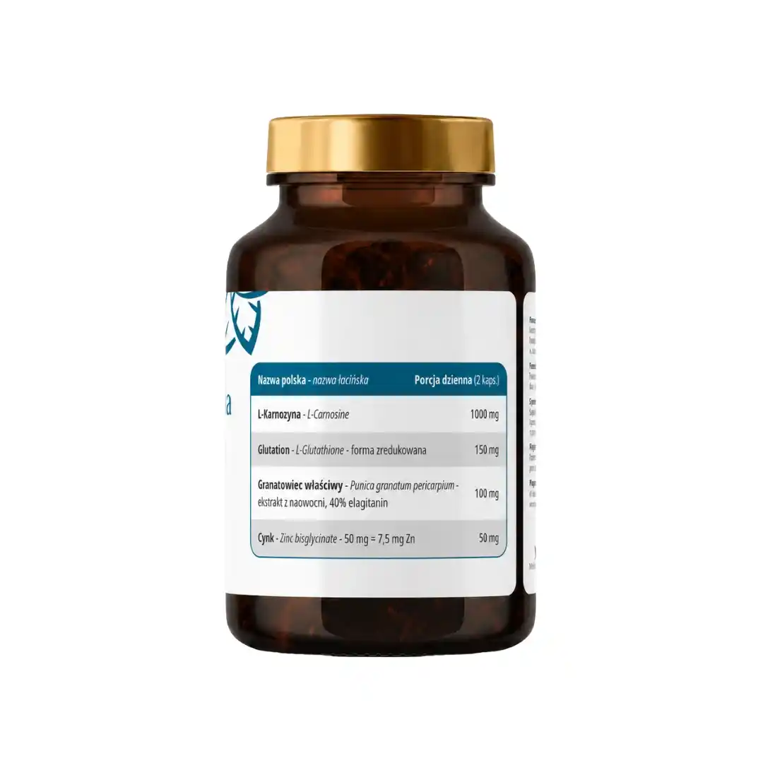 Tył opakowania L-Karnozyna Pure PlantaHerb – etykieta ze składem, dawkowaniem i danymi producenta